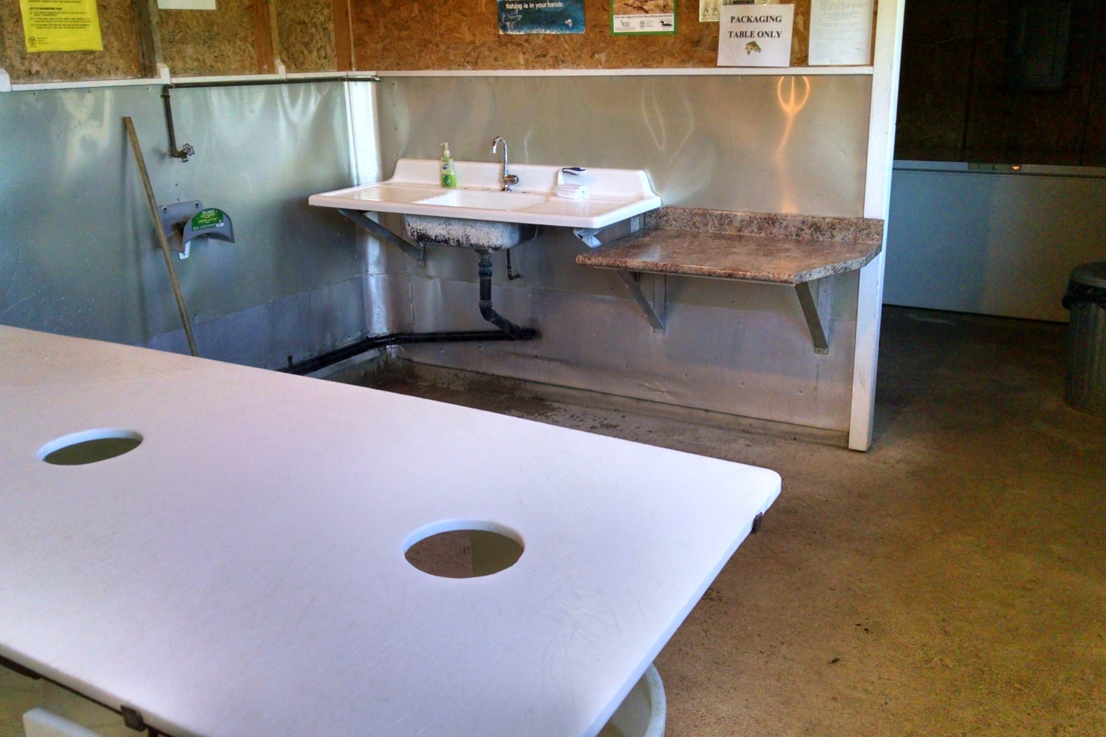 Inside fish cleaning house