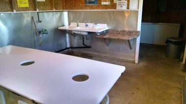 Inside fish cleaning house