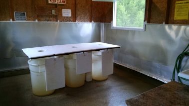 Inside fish cleaning house